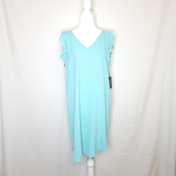 NWT Vince Camuto Flutter Shoulder Crinkle Twill Dress - Picture 4 of 5